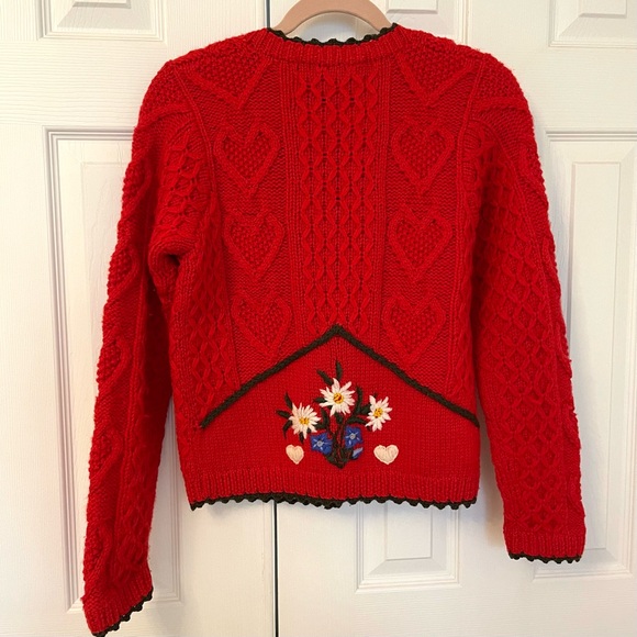 Obermeyer Vintage Red Heart Wool Scandinavian Cardigan Sweater - Picture 1 of 8